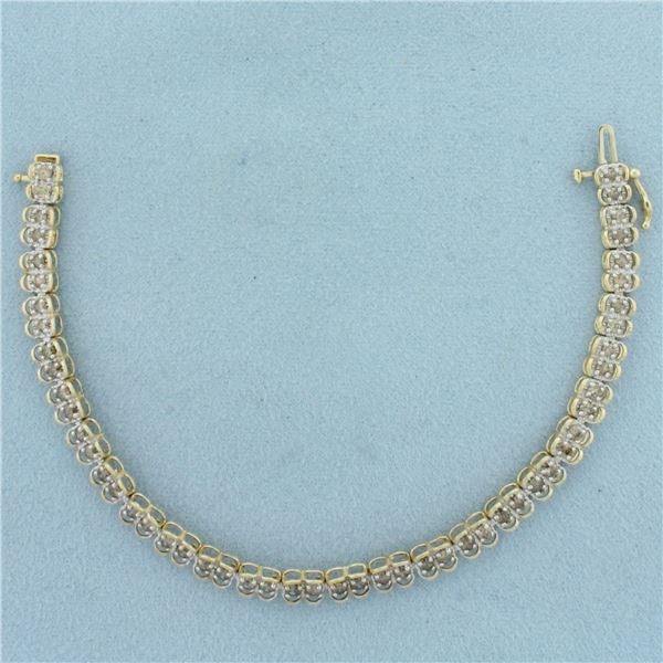 Champagne Diamond Tennis Bracelet in 10K Yellow Gold