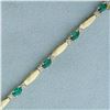 Image 2 : Green Garnet And Diamond Bracelet in 10k Yellow Gold