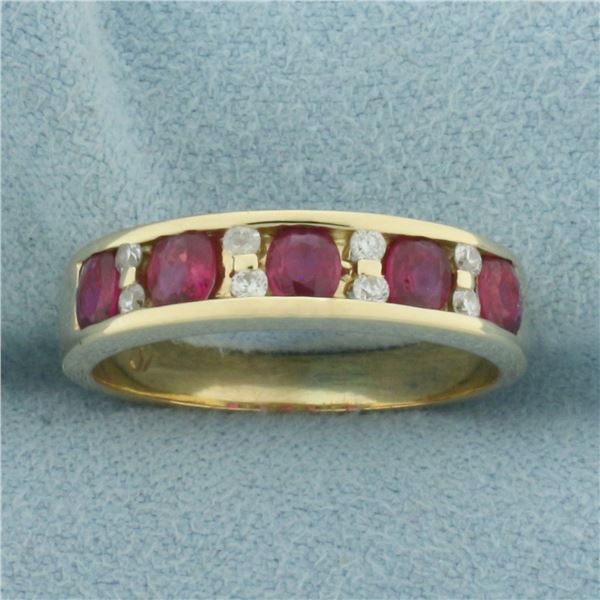 Ruby And Diamond Ring in 14K Yellow Gold
