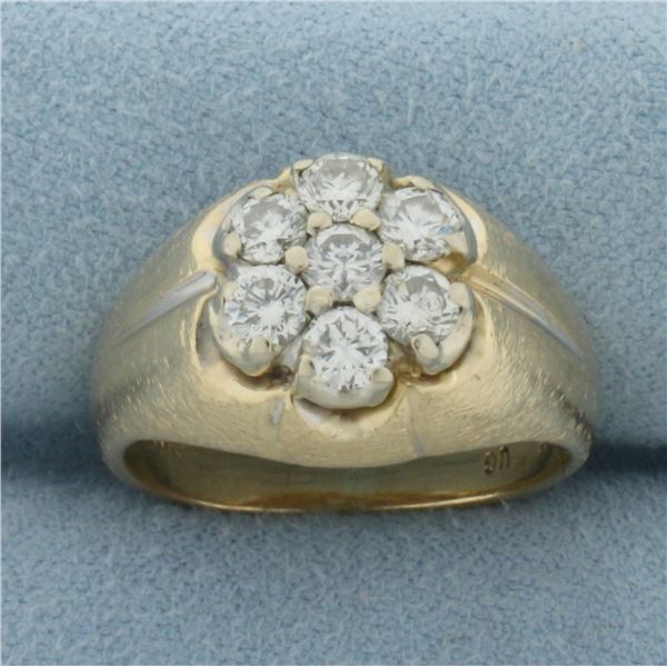 Diamond Target Flower Ring in 14k Yellow Gold