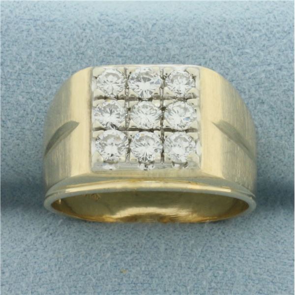 Mens Diamond Ring in 14k Yellow Gold