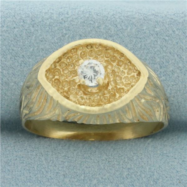 Mens Diamond Evil Eye Ring in 14k Yellow Gold