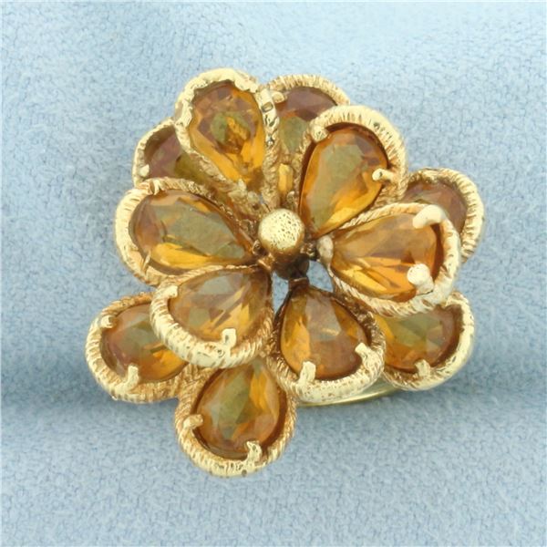 Citrine Flower Ring in 14k Yellow Gold