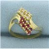 Image 1 : Ruby and Diamond Bypass Ring in 18k Yellow Gold