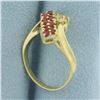 Image 3 : Ruby and Diamond Bypass Ring in 18k Yellow Gold