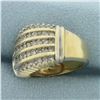 Image 2 : 5-Row Diamond Ring in 14k Yellow Gold