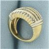 Image 3 : 5-Row Diamond Ring in 14k Yellow Gold