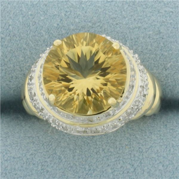 Citrine and Diamond Ring in 10k Yellow Gold
