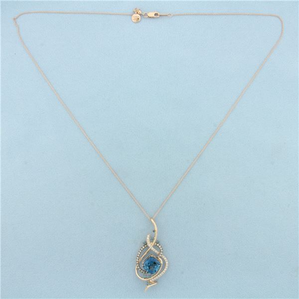 Levian Crazy Collection Deep Sea Blue Topaz and Diamond Necklace in 14k Rose Gold