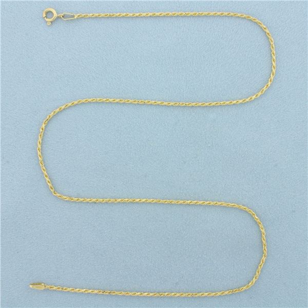 16 Inch Italian Rope Link Chain Necklace in 18k Yellow Gold