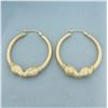 Image 1 : Rams Head Hoop Earrings in 10k Yellow Gold