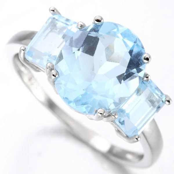 Sky Blue Topaz 3-Stone Ring in Sterling Silver