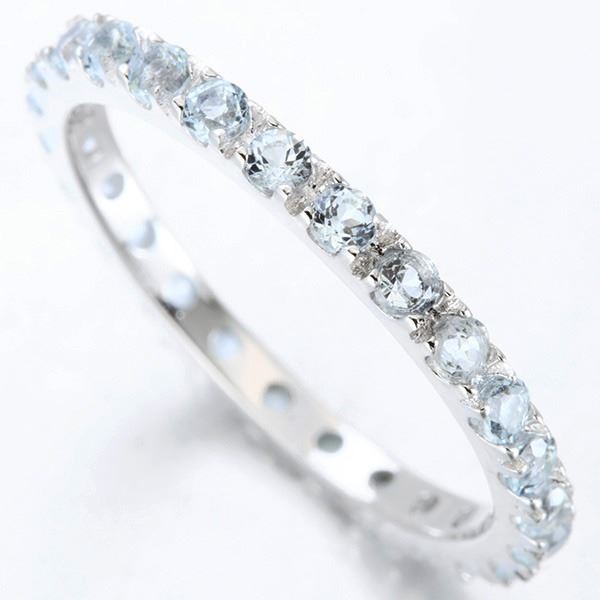 Sky Blue Topaz Eternity Stacking Band Ring in Sterling Silver