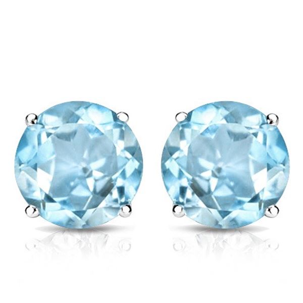 8MM Round Sky Blue Topaz Stud Earrings in Sterling Silver