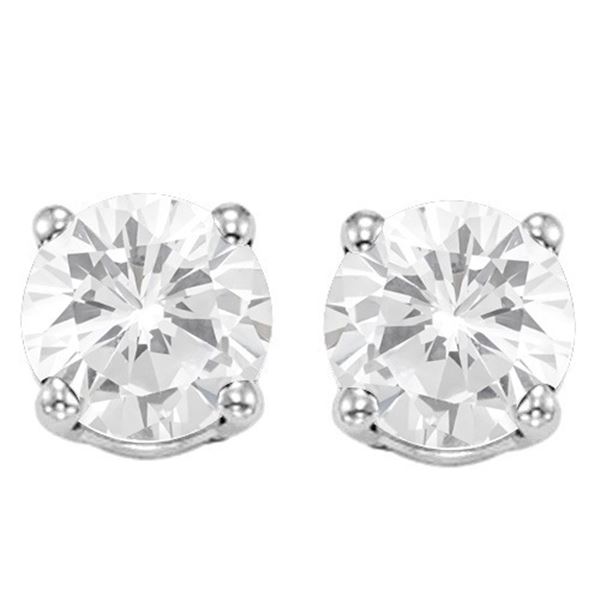 5MM Round White Topaz Earrings in Sterling Silver
