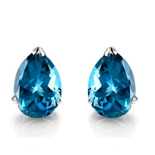 4x6 Pear London Blue Topaz Earrings in Sterling Silver