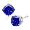 Image 2 : 10MM Cushion Lab Tanzanite Earrings in Sterling Silver