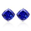 Image 1 : 8MM Cushion Lab Tanzanite Earrings in Sterling Silver