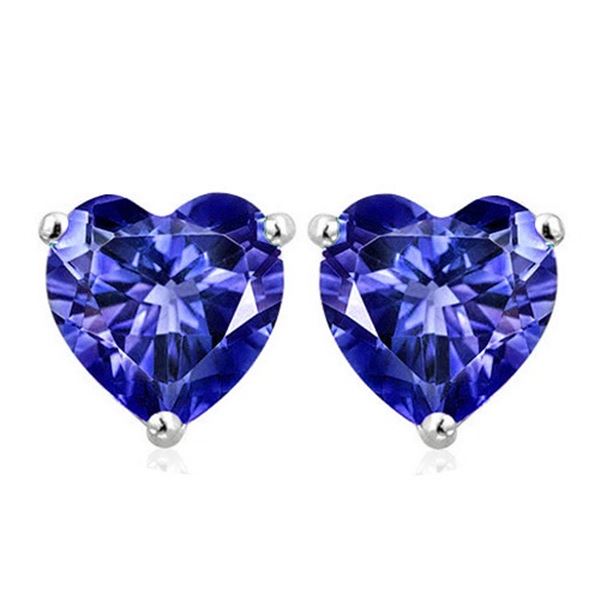 8MM Heart Lab Tanzanite Earrings in Sterling Silver