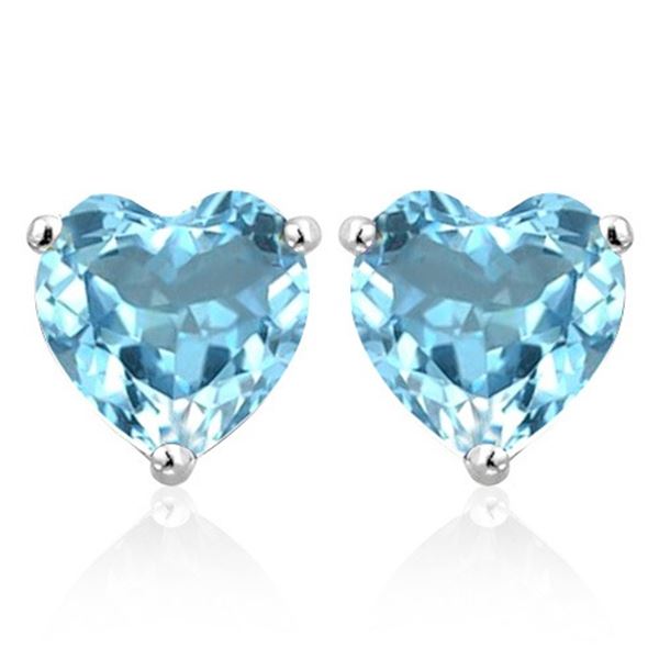 5MM Heart Sky Blue Topaz Earrings in Sterling Silver