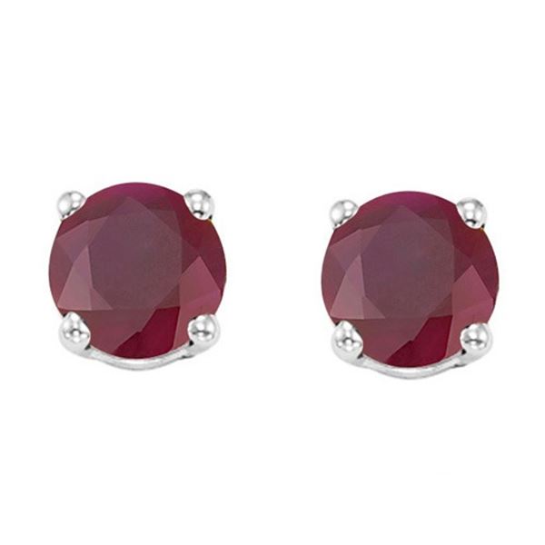 5MM Round Ruby Earrings in Sterling Silver
