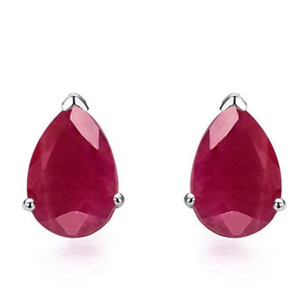 4x6 Pear Ruby Earrings in Sterling Silver