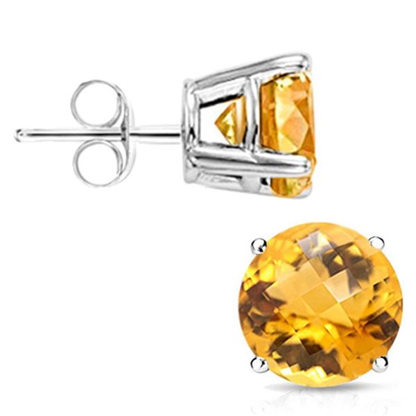 6MM Round Cut Citrine 1.85CTW Stud Earrings in Sterling Silver
