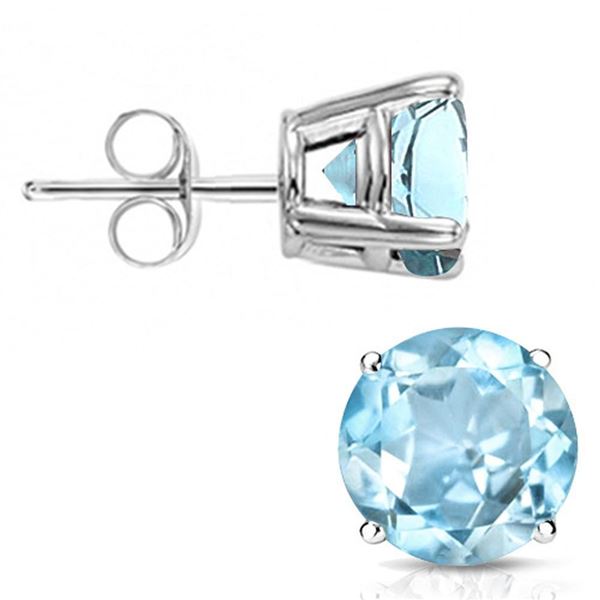 6MM Round Cut Sky Blue Topaz 2CTW Stud Earrings in Sterling Silver