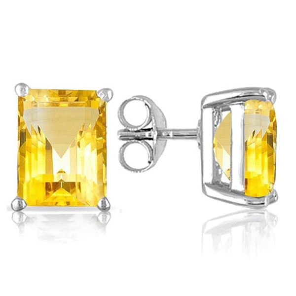 6X4MM Emerald Cut Citrine 1.2CTW Stud Earrings in Sterling Silver
