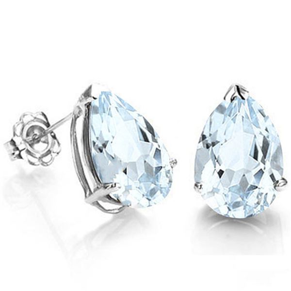 7x5MM Pear Cut Aquamarine 1.85CTW Stud Earrings in Sterling Silver