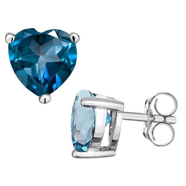 5MM Heart Cut London Blue Topaz 1.2CTW Stud Earrings in Sterling Silver