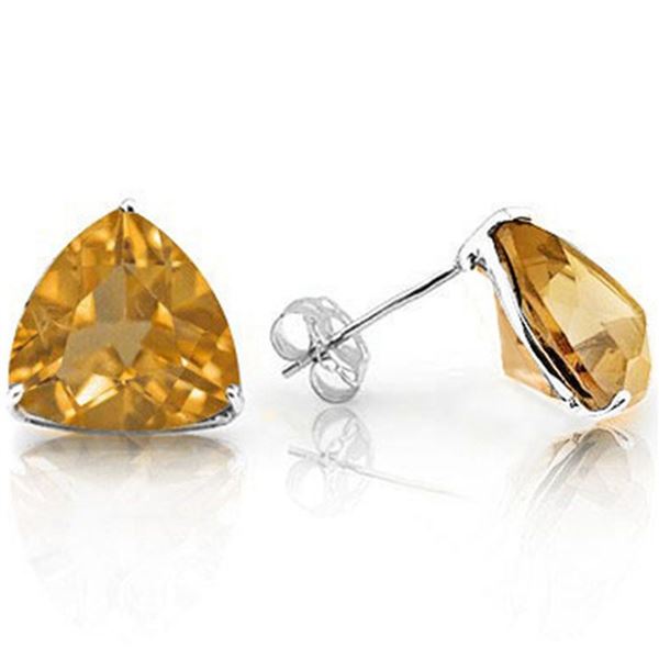 6MM Trillion Cut Citrine 1.85CTW Stud Earrings in Sterling Silver