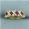Image 1 : Ruby and Diamond Ring in 14K Yellow Gold