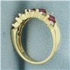 Image 3 : Ruby and Diamond Ring in 14K Yellow Gold