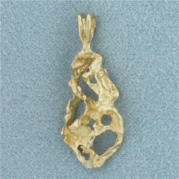 Freeform Gold Nugget Pendant in 14k Yellow Gold