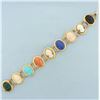 Image 1 : Multi Gem Hand Carved Cameo Bracelet in 18k Yellow Gold