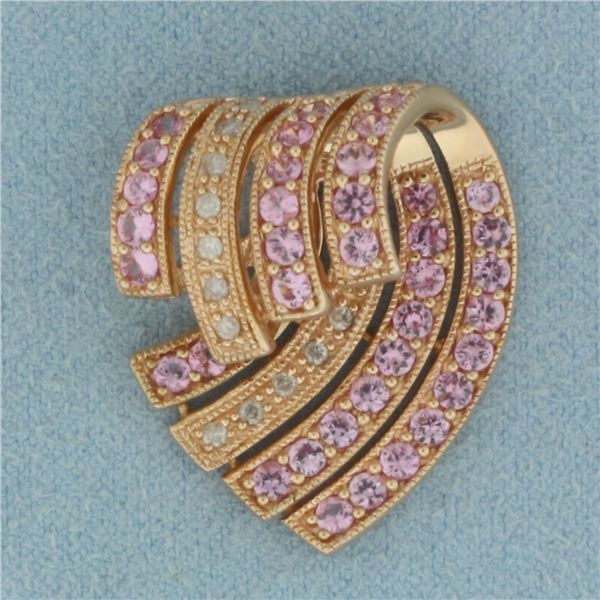 Pink Sapphire and Diamond Slide Pendant in 14K Rose Gold