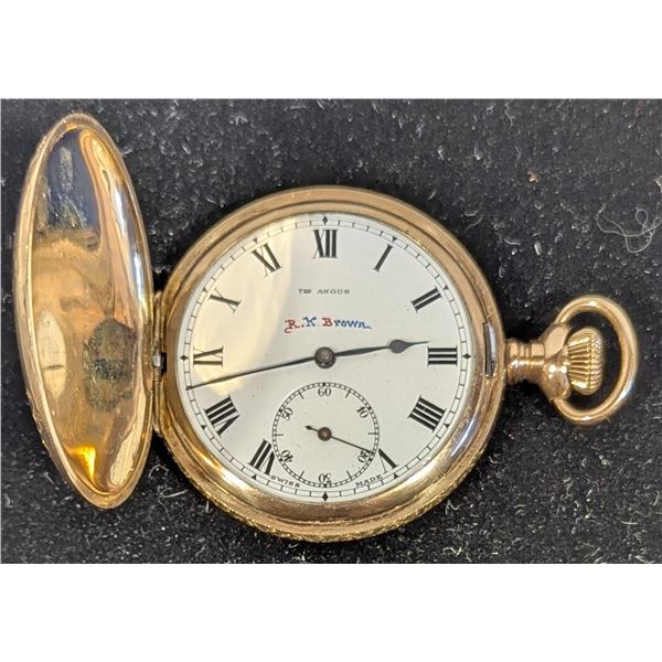 Antique R.K. Brown Swiss Hunter-Case Pocket Watch