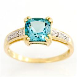 2.02Ct Genuine Green Topaz & Diamond 9K Gold Ring (JEW-9185X)