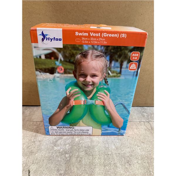 Hyfoo Swim Vest For Kids - Green - Small - 13.5in x 12.5in x 11.5in