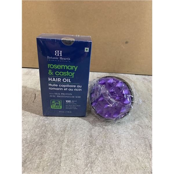 Botanic Hearth Rosemary & Castor Hair Oil 5 in 1 Care - 118mL - Includes Silicone Scalp Massager