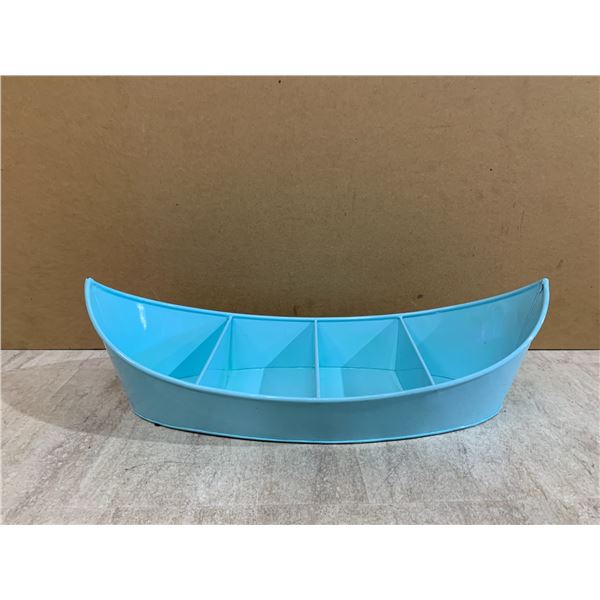 Light Blue Metal Boat Shaped Divider Tray