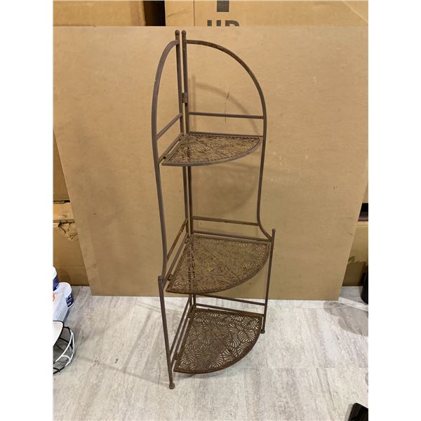3 Tier Folding Metal Corner Shelf