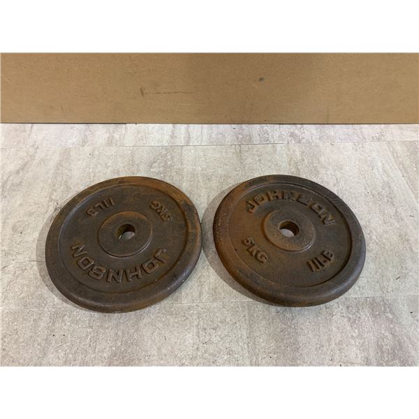Lot Of 2 Johnson 11LBS Weight Plates