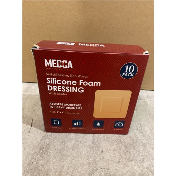 MEDCA Self Adhesive Non Woven Silicone Foam Dressing Bandages - 10 Pack