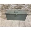 Image 6 : Heavy Duty Gray Metal Utility Tool Box - Includes Some Tools Inside