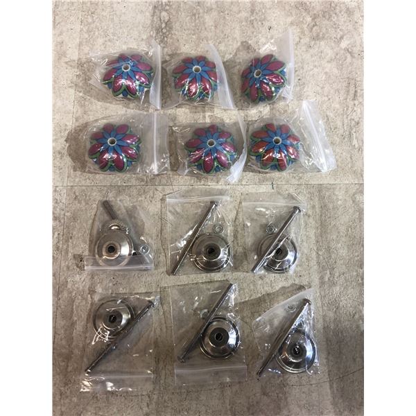 Uxcell 6 PCS - Floral Ceramic Pull Knobs