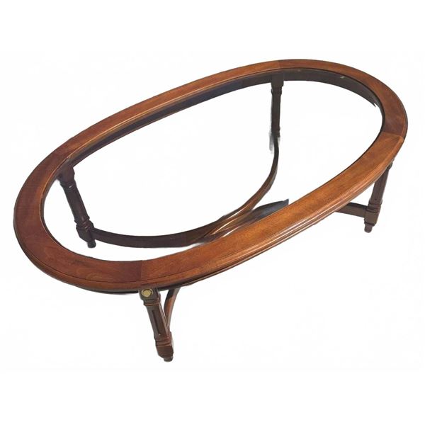 Oval Wood and Glass Coffee Table