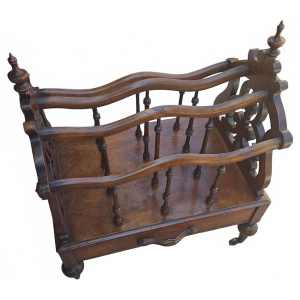 Wooden Canterbury Magazine Rack with Drawer