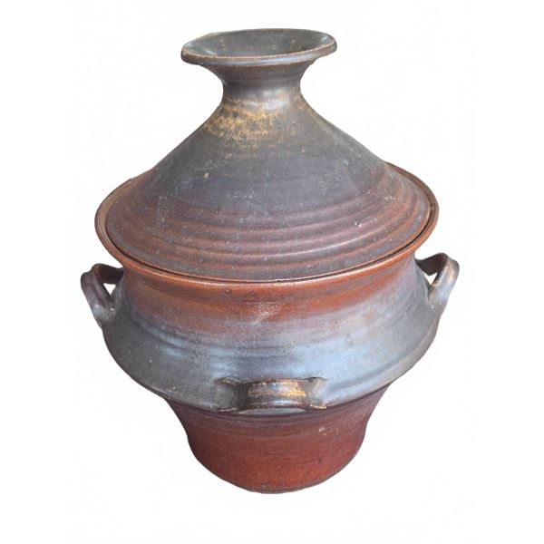 Lidded Stoneware Pot, 13" High, 12" Wide